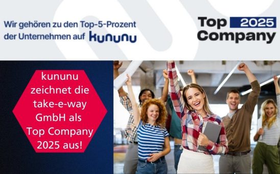 Auszeichnung von take-e-way als kununu Top Company 2025