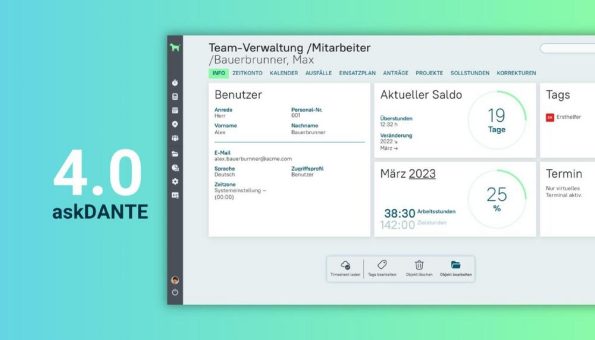 Ankündigung askDANTE 4.0: Frisches Design, neuer Schichtplan und mehr Interaktivität in der Online-Zeiterfassung