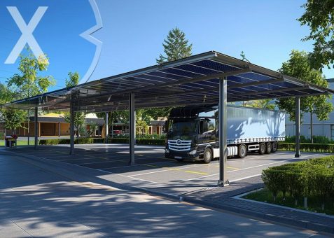 Individuelle Photovoltaik (PV) Parkplatz-Lösungen für LKW wie PKW senken unnötige Kosten und erhöhen die Amortisation