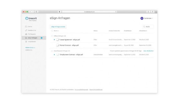 Elektronische Unterschrift auf Knopfdruck: Tresorit erweitert Cloud-Collaboration-Plattform um eSignatur-Funktion