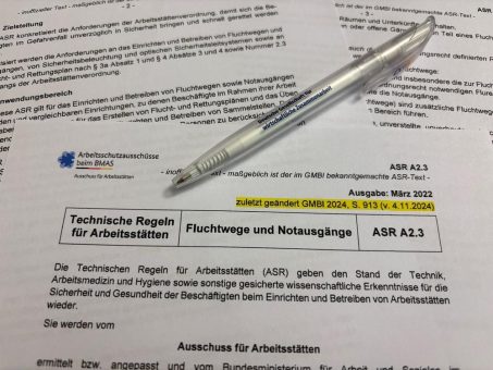 Änderungen der ASR A2.3 „Fluchtwege und Notausgänge“ veröffentlicht