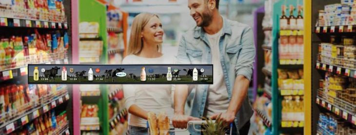 Digital-Signage im Verkaufsregal integriert