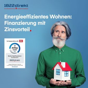 Finanzierung für energieeffizientes Wohnen ab sofort bei der 1822direkt verfügbar – neues Angebot bietet Zinsvorteil