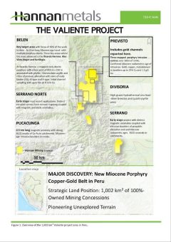 Hannan channel samples 69.1 m @ 2.4 g/t gold including 26.0 m @ 5.4 g/t gold  from new alkalic epithermal gold find at previsto in Peru