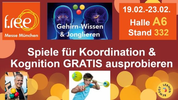 Jonglierschule München auf der Freizeitmesse f.re.e mit vielseitigem Programm wieder auf 3 Bühnen dabei