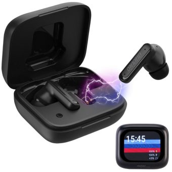 auvisio Kabellose In-Ear-Kopfhörer IHS-470.bt mit Touchscreen-Ladecase & Noise-Cancelling